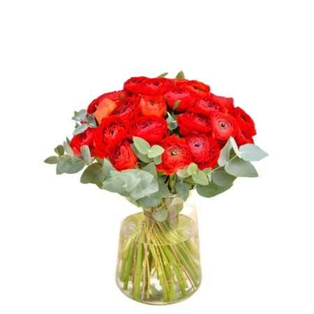 Bouquet Caligna - Renoncules Rouges & Eucalyptus | FLORAL Courchevel
